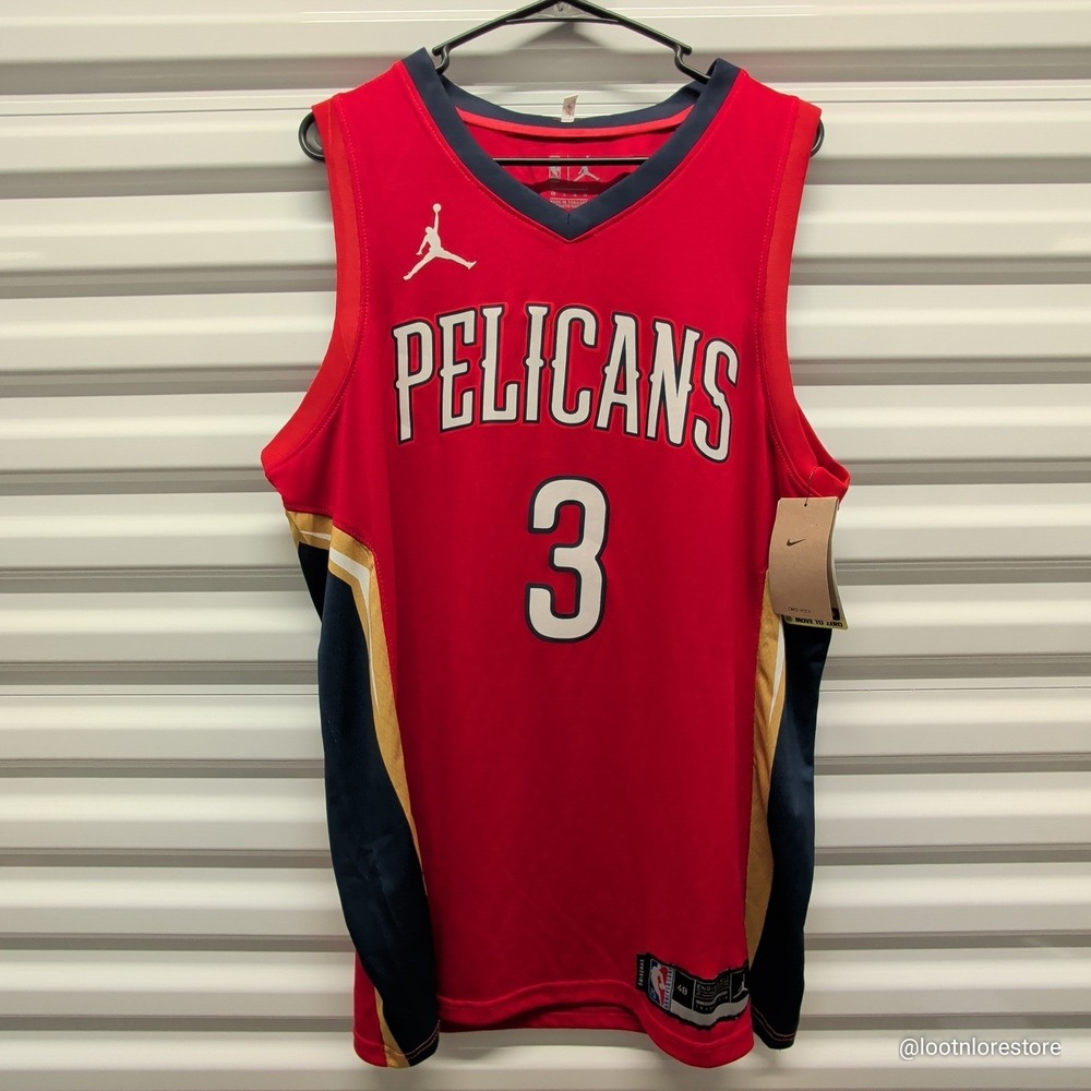Jordan New Orleans Pelicans Jersey Size 48 L Mens LaChance 3 Red Statement NBA